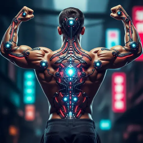Futuristic Cyberpunk-Style Body Enhancements | Advanced Technology and Human Form