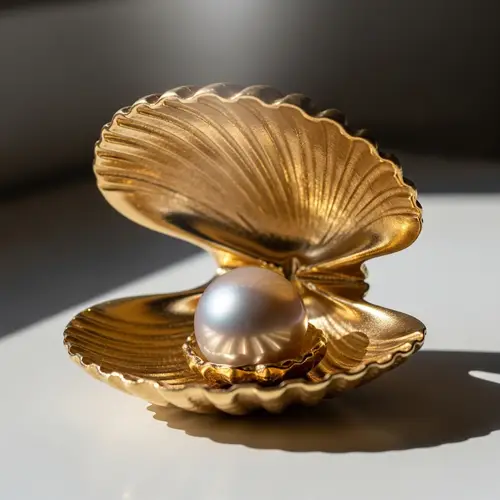 Pearl in Golden Shell - A Natural Wonder