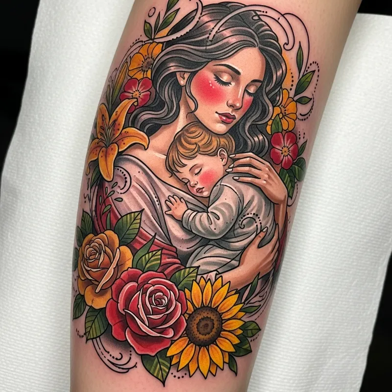 Mother Tattoo Design - Neo-Traditional Style Mother Tattoo Design - Neo-Traditional Style