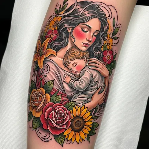 Intricate Motherhood Tattoo Design
