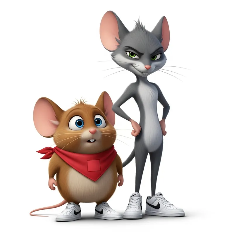 Animated Mouse Characters in White Nike Sneakers