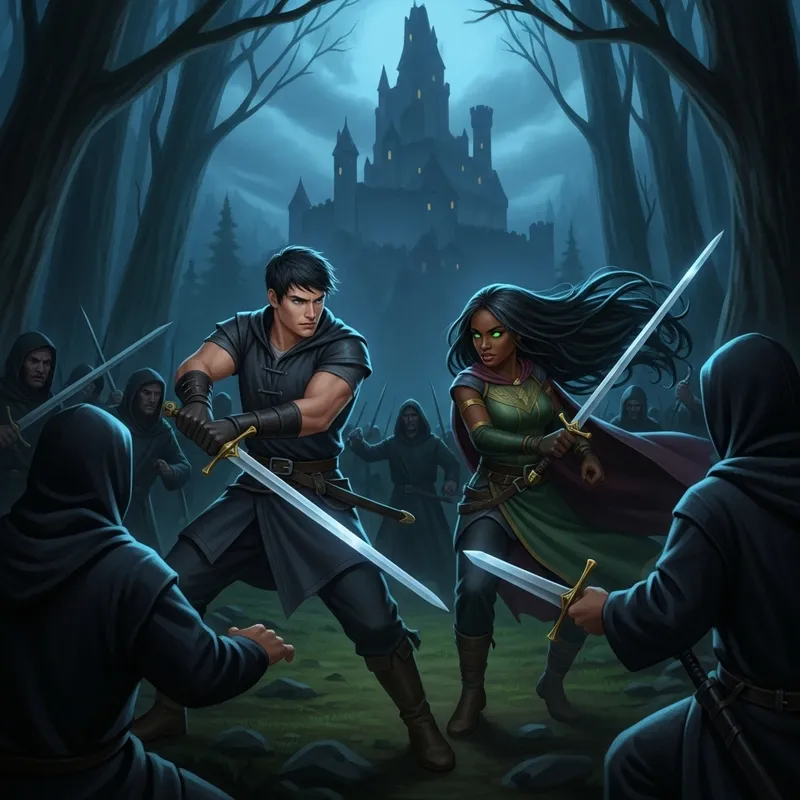 Epic Sword Fight in Dark Forest with Castle Epic Sword Fight in Dark Forest with Castle