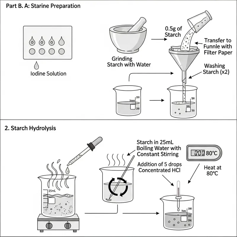 Hydrolysis of Starch: Detailed Schematic Diagram for Educational Demonstration