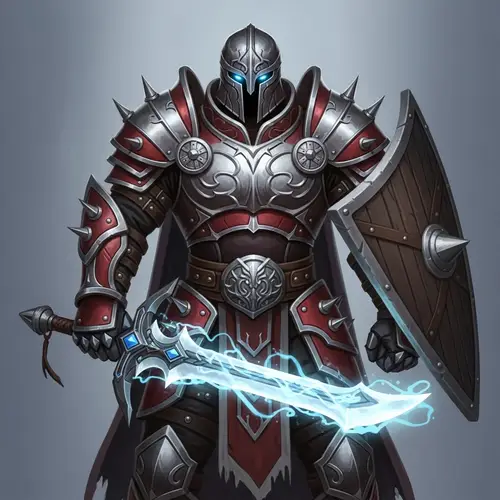Mystical Armored Warrior with Glowing Blade | Fantasy Art