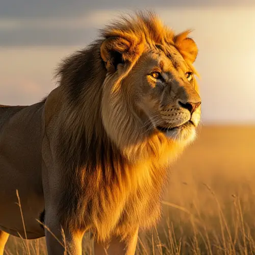 Majestic Lion at Sunset in the Savannah