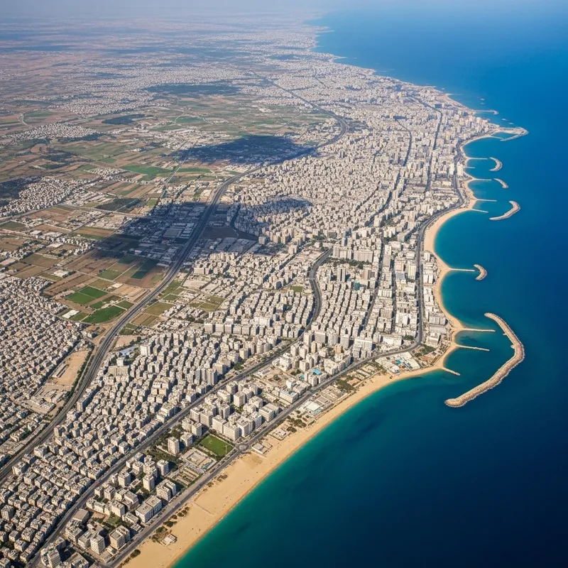 Aerial View of Gaza Strip | Densely Populated Urban Areas & Sandy Beaches Aerial View of Gaza Strip | Densely Populated Urban Areas & Sandy Beaches