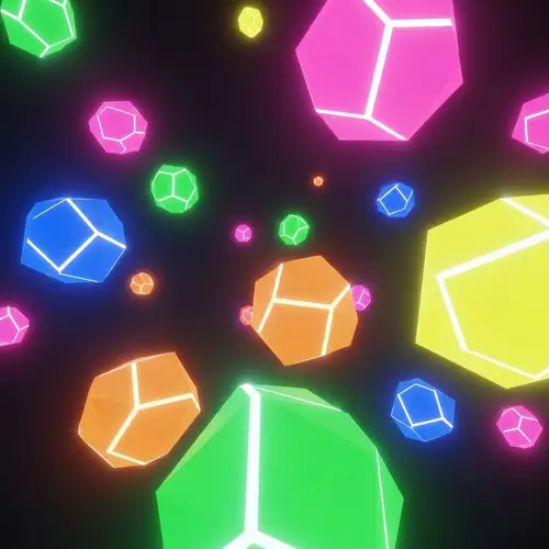 Ethereal Shapes: Vibrant Neon Colors Abstract Scene