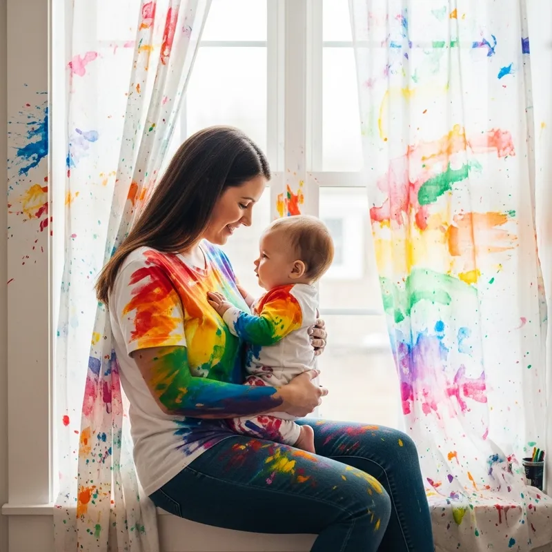 Rainbow Breastfeeding: Serene Moment in Chaos of Colors Rainbow Breastfeeding: Serene Moment in Chaos of Colors