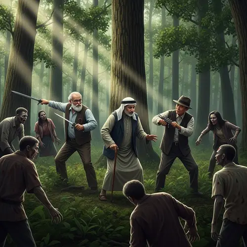 Epic Battle: Grandfathers vs Zombies in Dense Forest