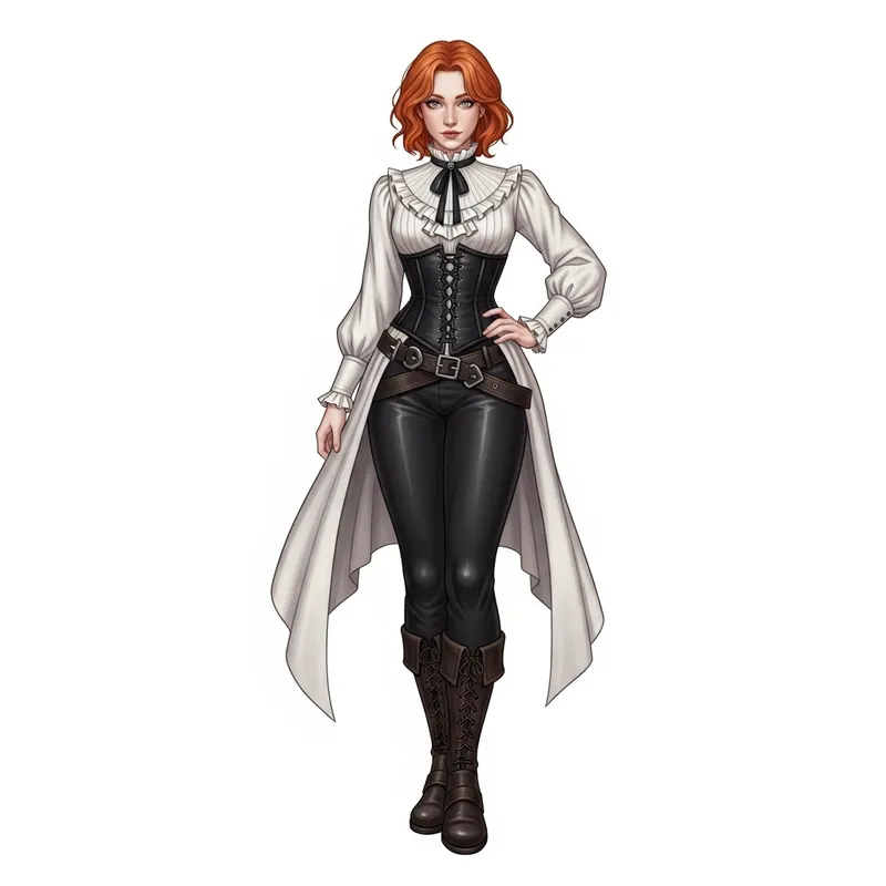 Girly Victorian Rogue Dhampir in High Fantasy Realm