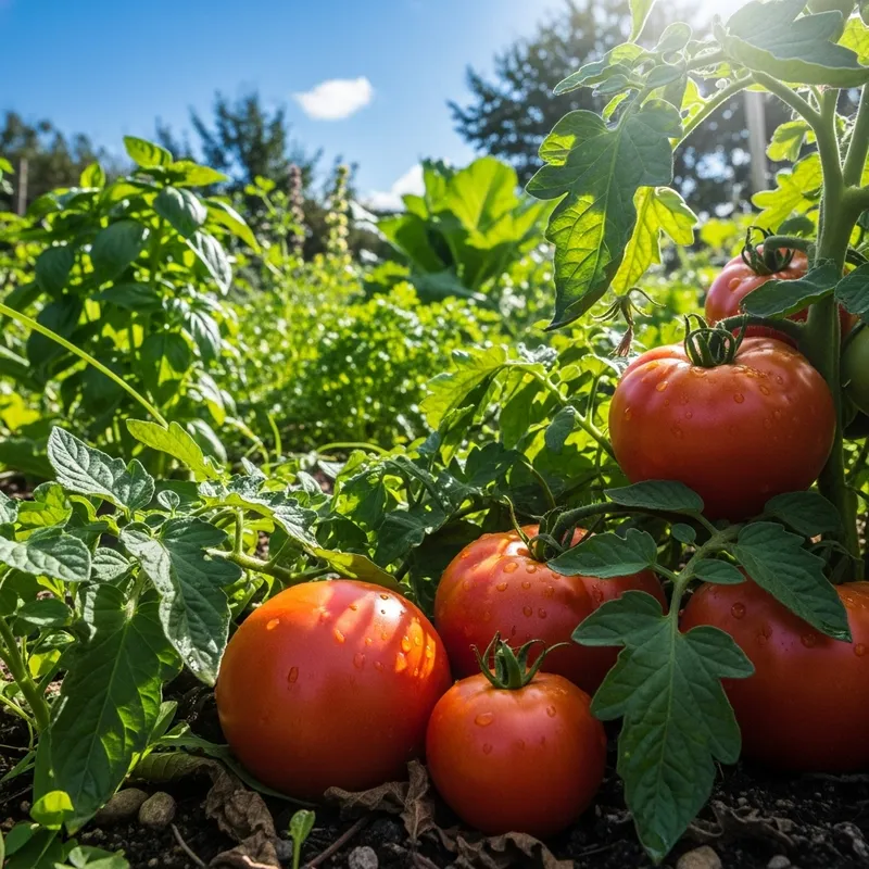 Fresh Tomatoes in a Beautiful Garden