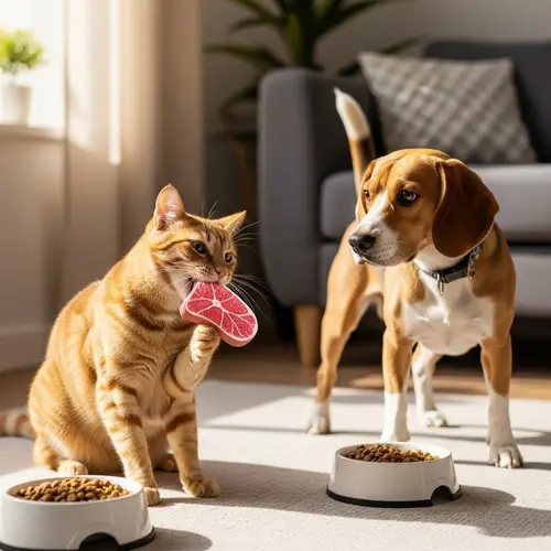 Funny Cat & Dog Playing with Fake Meat - Hilarious Pet Encounter