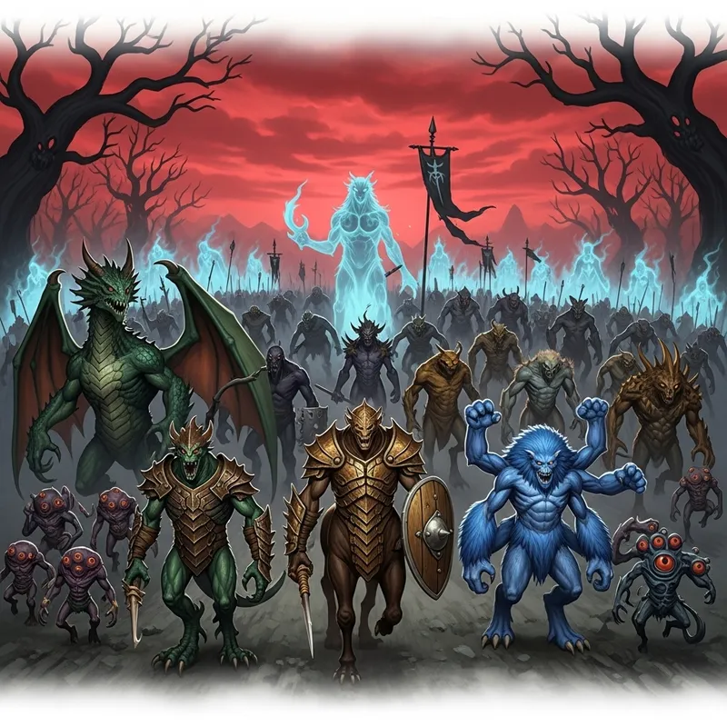 Monstrous Army Uniting in Fantastical Landscape