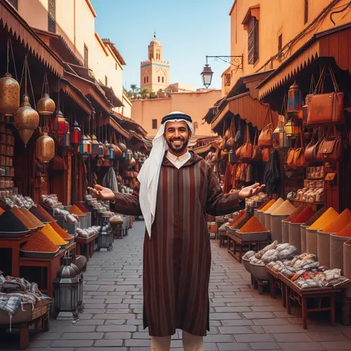 Moroccan Man in Traditional Attire at Marrakesh Bazaar