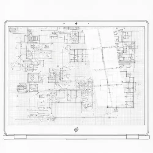 Detailed Sketch of Laptop Screen - Intricate Hand-drawn Art