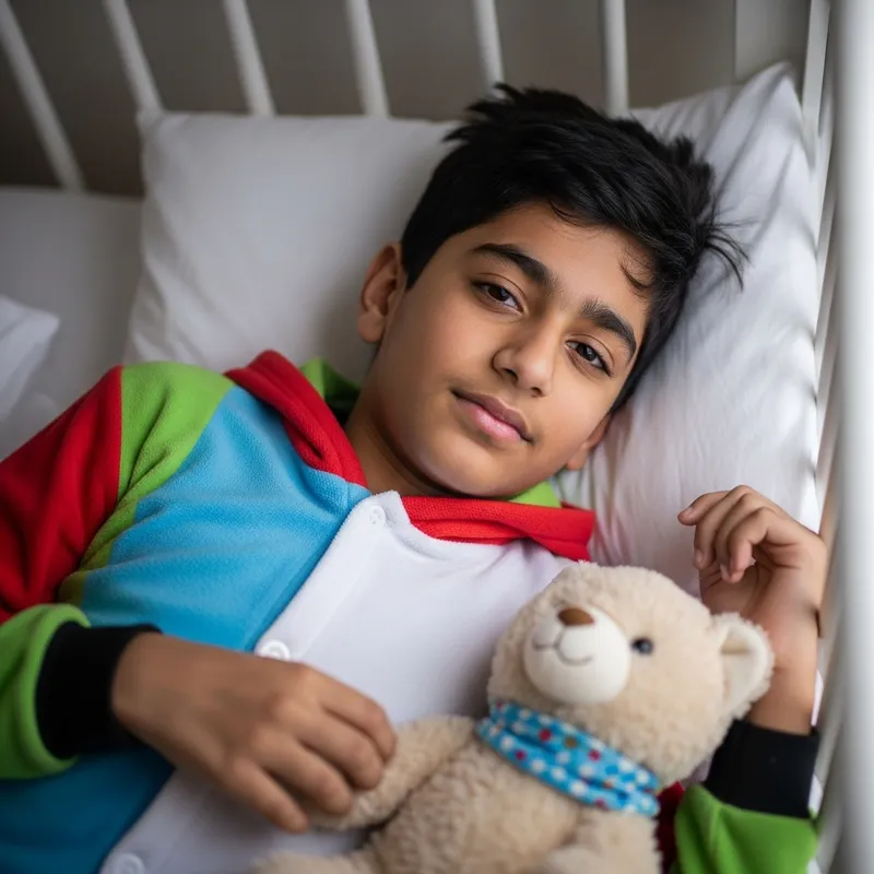 Dreamy Whimsical Portrait of a Boy in a Crib