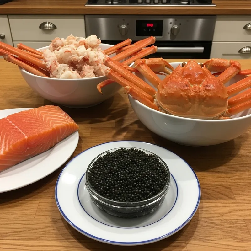 Exquisite Black Caviar, Snow Crab, and Salmon Spread