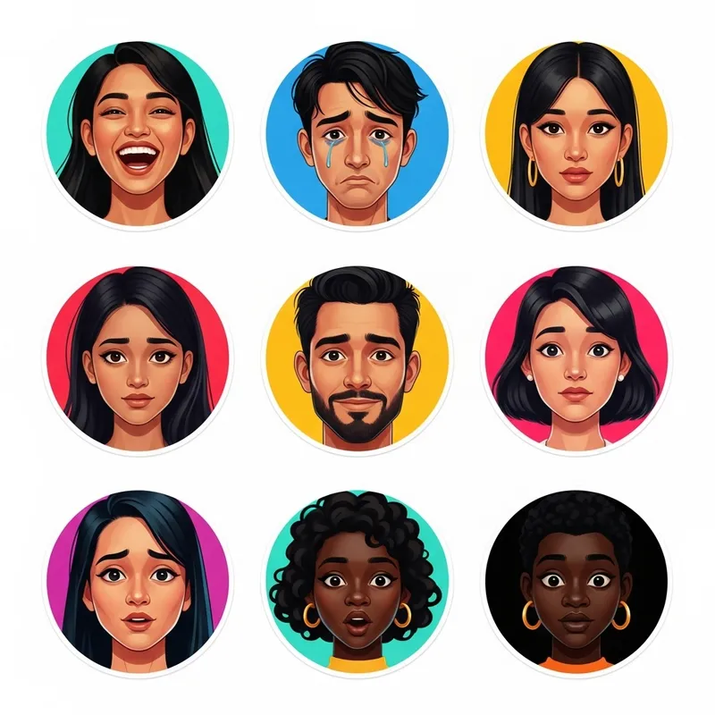Create Vibrant Face Stickers with 9 Different Expressions