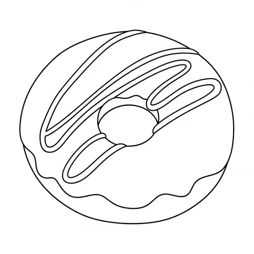 Simple Doughnut Line Art for Kids Coloring