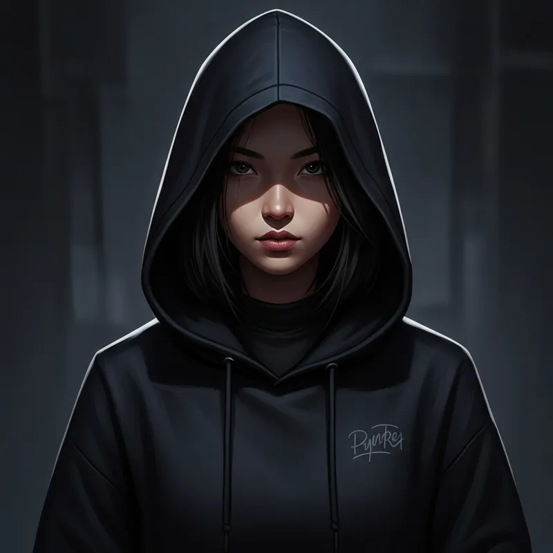 Mysterious Woman in Hoodie | Enigmatic Vibe Illustration