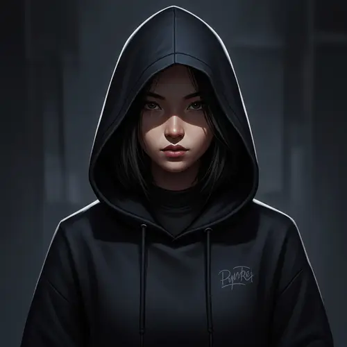 Mysterious Woman in Dark Hoodie | Digital Illustration
