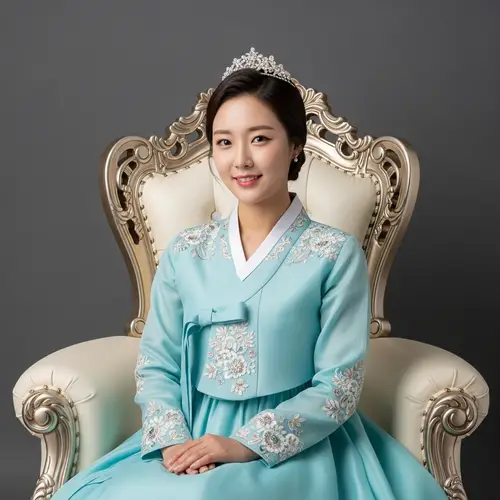 Young Korean Woman in Luxurious Blue Dress | Portrait
