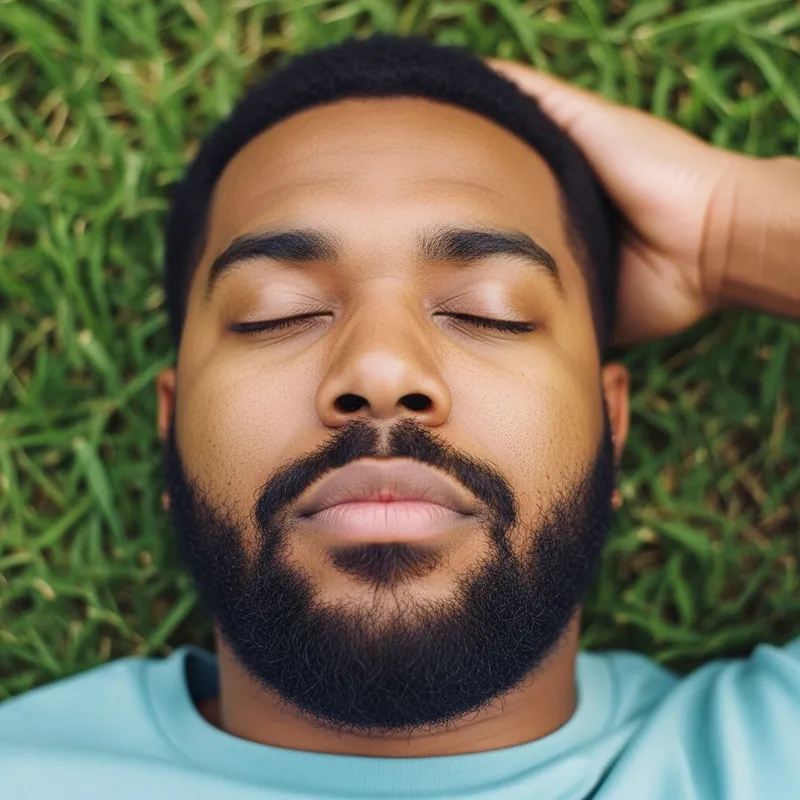 Tranquil Portrait of Man on Grass | Soft Impressionist Serenity