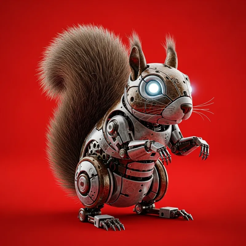Mechanical Squirrel Icon: 3D Art Design