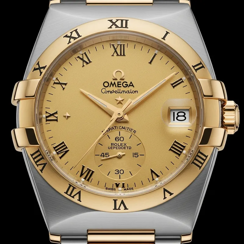Luxury Hybrid Wristwatch: Omega Constellation Gold & Steel with Rolex Design Elements