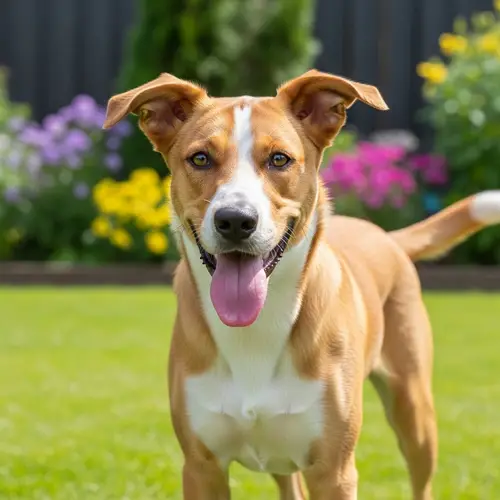Playful Medium-Sized Dog in Bright Backyard | Dog Breed Description