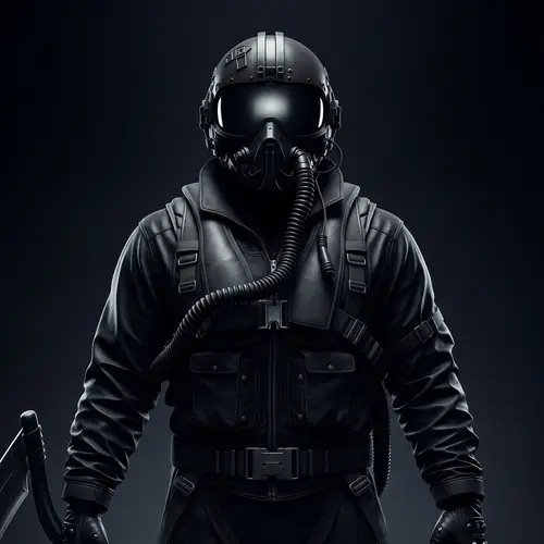Modern Twist on Grim Reaper: Pilot Suit Figure in Darkness