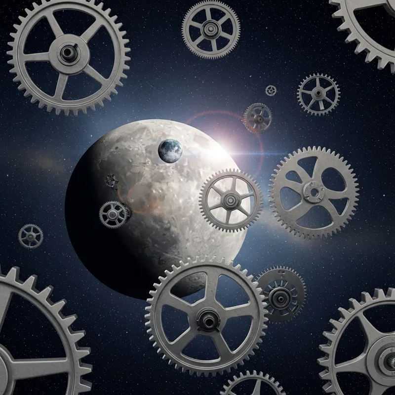 Gears in Space with Moon: Martian Glow Gears in Space with Moon: Martian Glow
