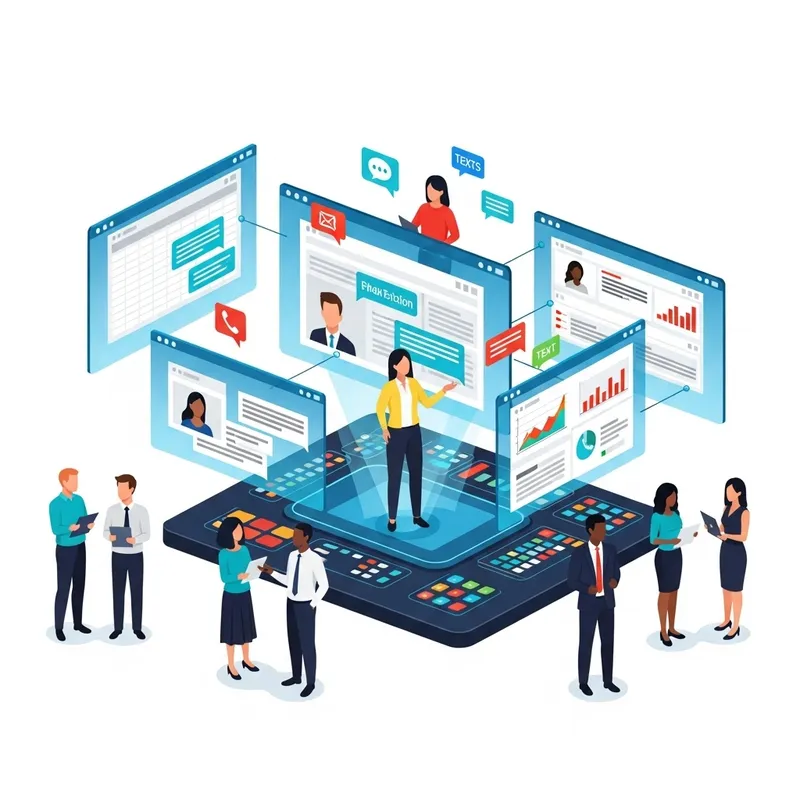 Futuristic Project Management Platform Illustration Futuristic Project Management Platform Illustration