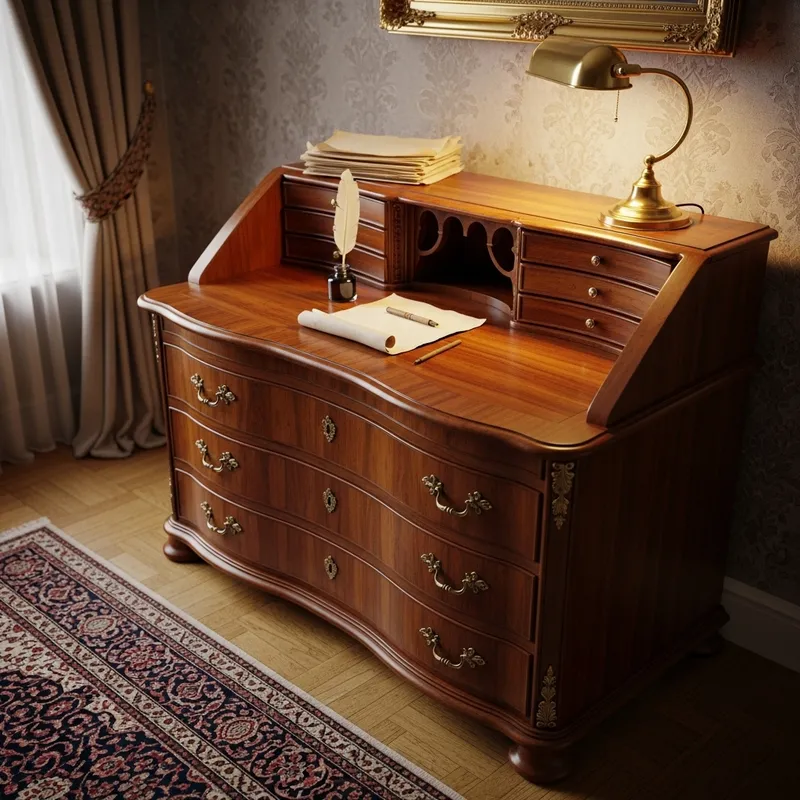 Vintage Wooden Bureau in a Cozy Room