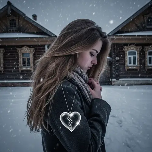 Sad Caucasian Girl with Blonde Hair in Russian Winter Setting