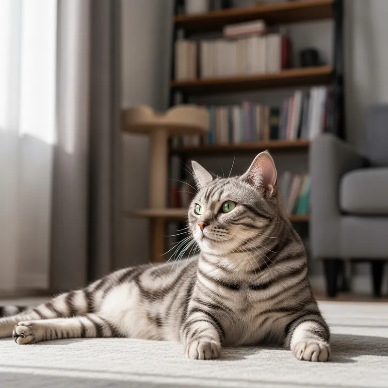 Elegant American Shorthair Cat Posing in Sunlight