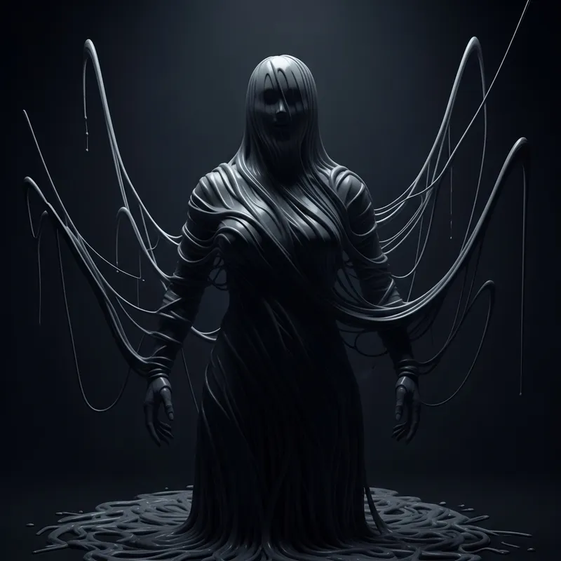 Eerie Humanoid Wrapped in Liquefied Plastic