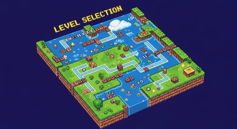 Nostalgic Pixel Art Level Selector Map