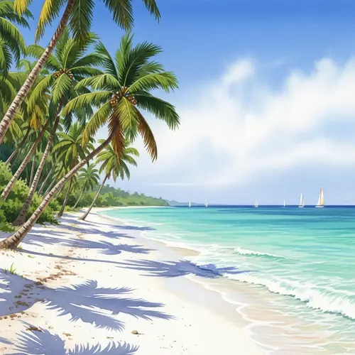 Tropical Paradise Watercolor Art: Calm and Serenity
