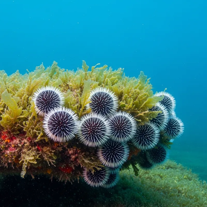 Sea Urchins Feeding in Their Ocean Habitat Sea Urchins Feeding in Their Ocean Habitat