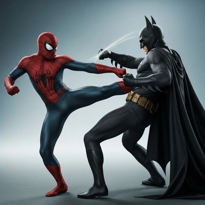 Epic showdown: Spiderman kicks Batman
