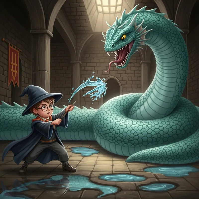 Harry Potter vs Basilisk - Epic Water Dart Battle