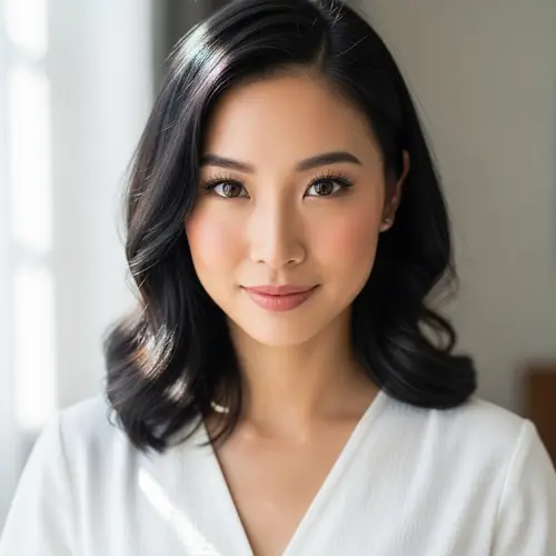 Young Woman with Black Hair and Brown Eyes