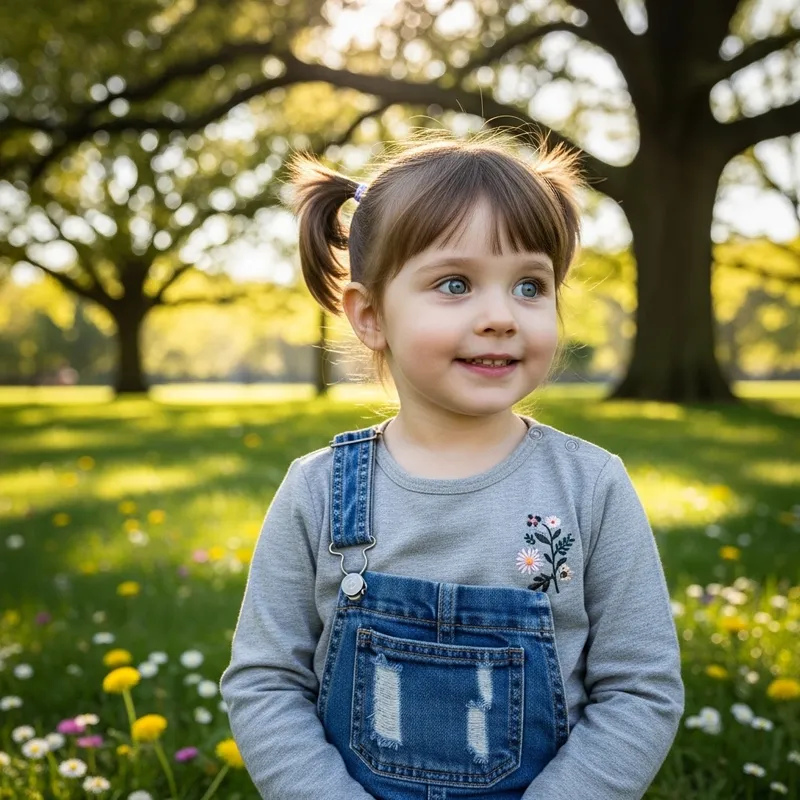 Adorable Makka: Bright-eyed Girl in Enchanting Park Scene Adorable Makka: Bright-eyed Girl in Enchanting Park Scene