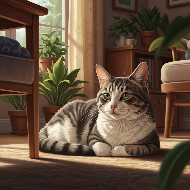 Beautiful Domestic Cat: Soft Fur, Keen Eyes, Agile Body