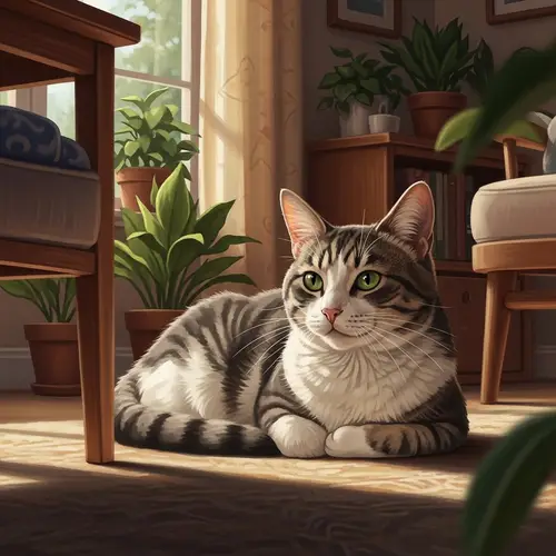 Detailed Representation of Domestic Cat: Soft Fur, Keen Eyes, Agile Body