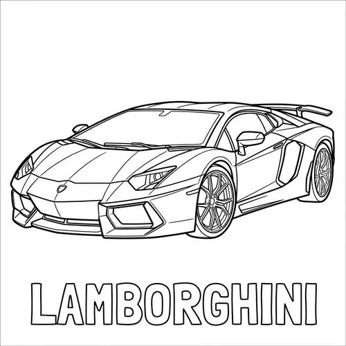 Lamborghini Coloring Page - Black and White