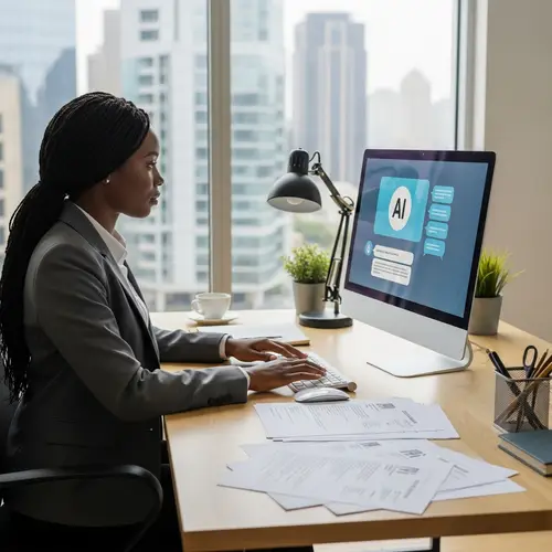 Professional Recruiter in Office Environment with AI Chat System