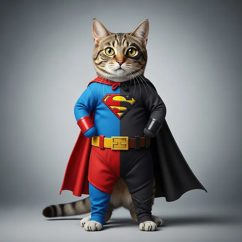 Superman and Batman Cat Costume in HD Quality