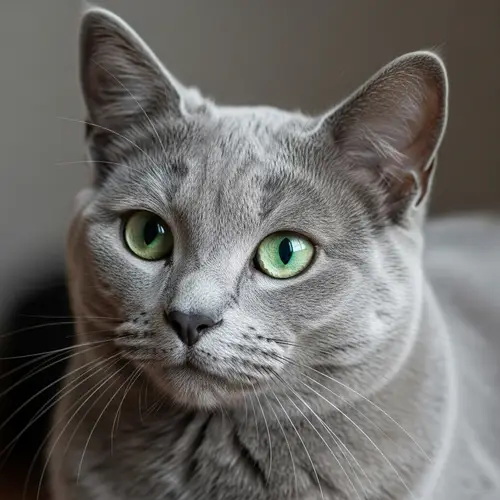 Blue Russian Cat Head - Unique Feline Perspective
